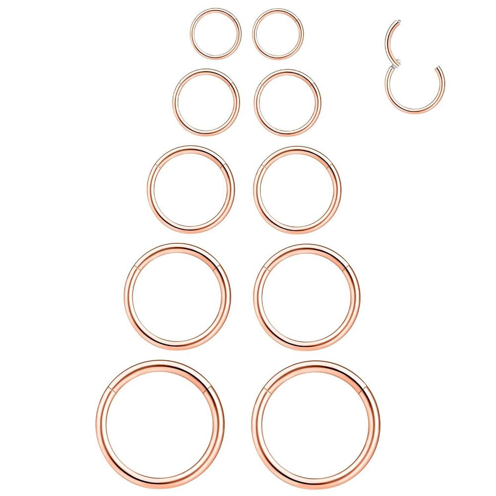 16G 6MM 7MM 8MM 9MM 10MM Hinged Clicker Septum Rings 16G Nose Hoop Tragus